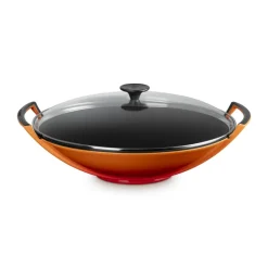 36 cm - Le Creuset Forme Speciali Wok In Ghisa Vetrificata Con Coperchio In Vetro