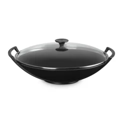 36 cm - Le Creuset Forme Speciali Wok In Ghisa Vetrificata Con Coperchio In Vetro