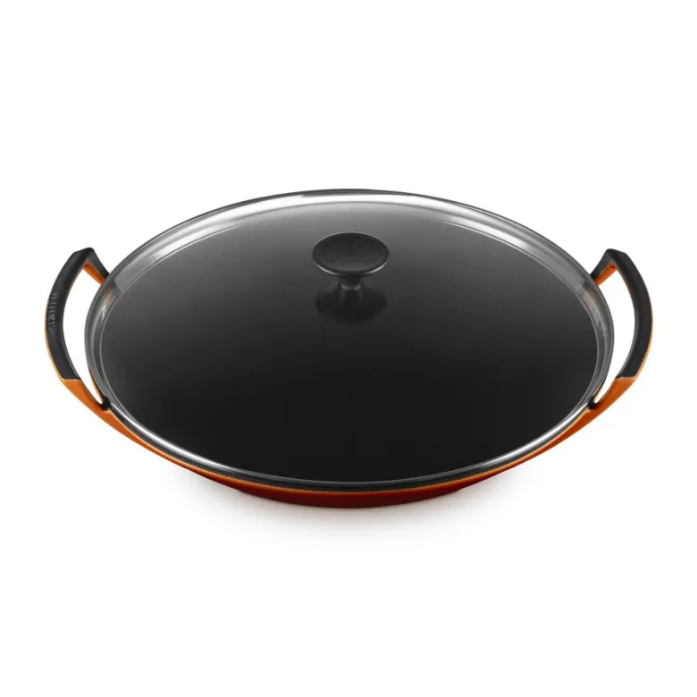 36 cm - Le Creuset Forme Speciali Wok In Ghisa Vetrificata Con Coperchio In Vetro