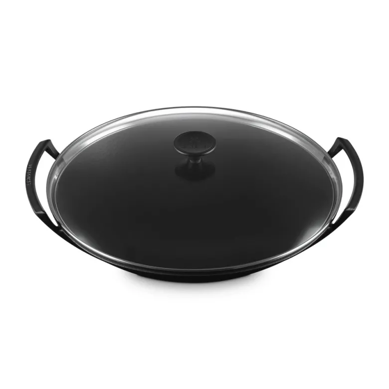 36 cm - Le Creuset Forme Speciali Wok In Ghisa Vetrificata Con Coperchio In Vetro