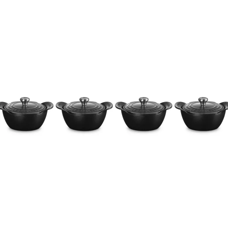 11 cm - Le Creuset Gourmand Mini Cocotte Con Coperchio In Ghisa Vetrificata Set 4 Pz