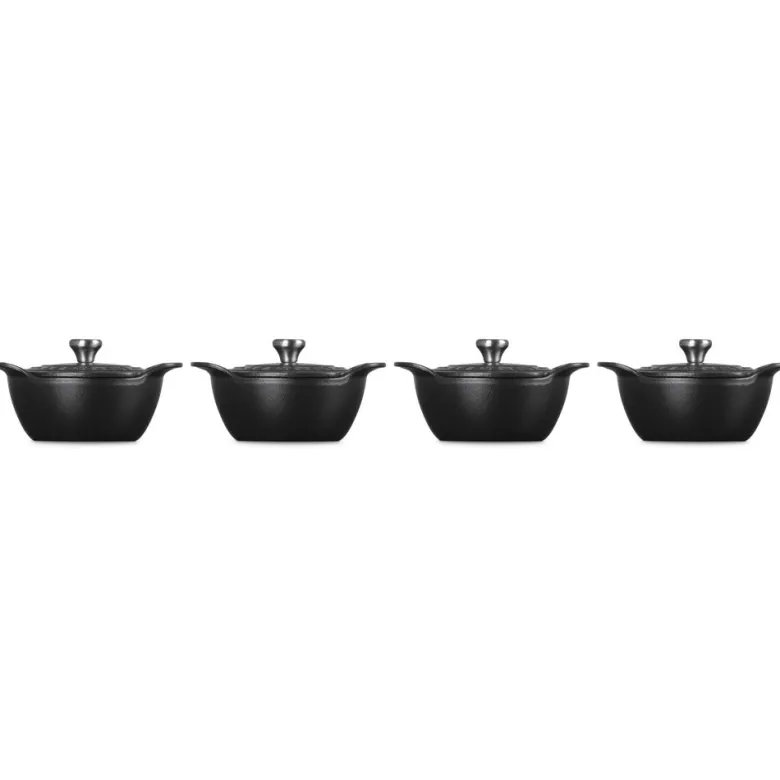 11 cm - Le Creuset Gourmand Mini Cocotte Con Coperchio In Ghisa Vetrificata Set 4 Pz