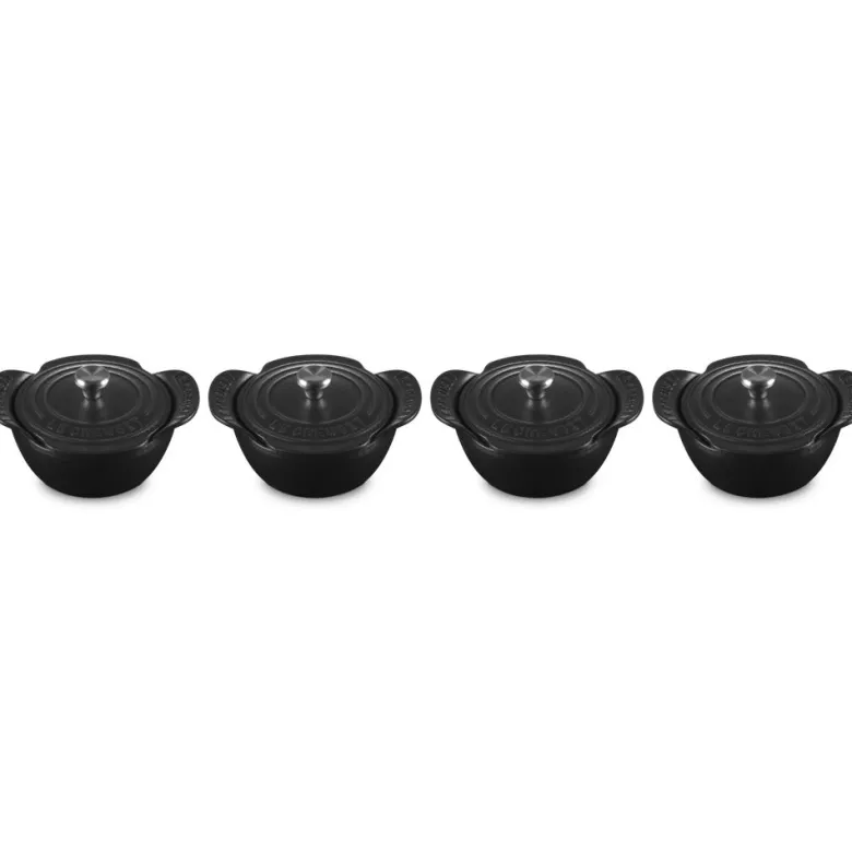 11 cm - Le Creuset Gourmand Mini Cocotte Con Coperchio In Ghisa Vetrificata Set 4 Pz