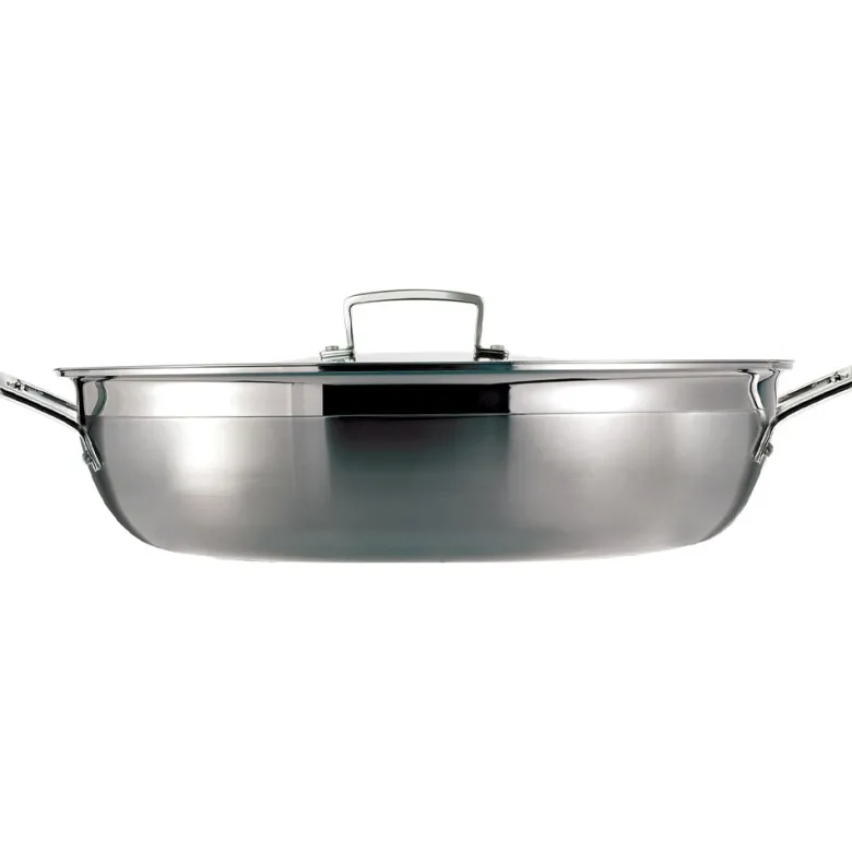 30 cm - Le Creuset Inox Essential Tegame Basso Con Coperchio In Acciaio Inox