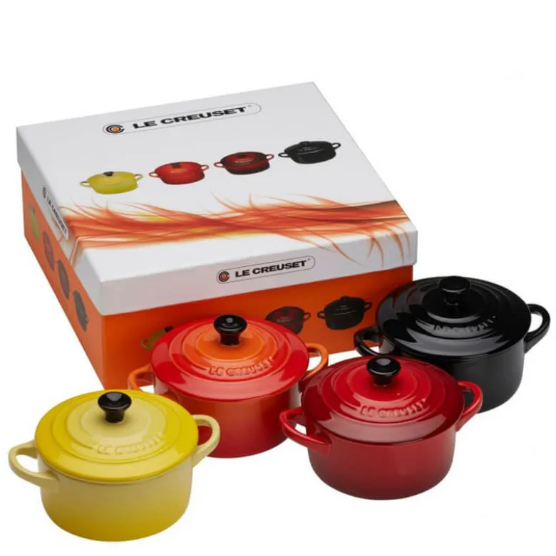 10 cm - Le Creuset Mini Cocotte Casseruola Rotonda In Gres Vetrificato - Set 4 Pz