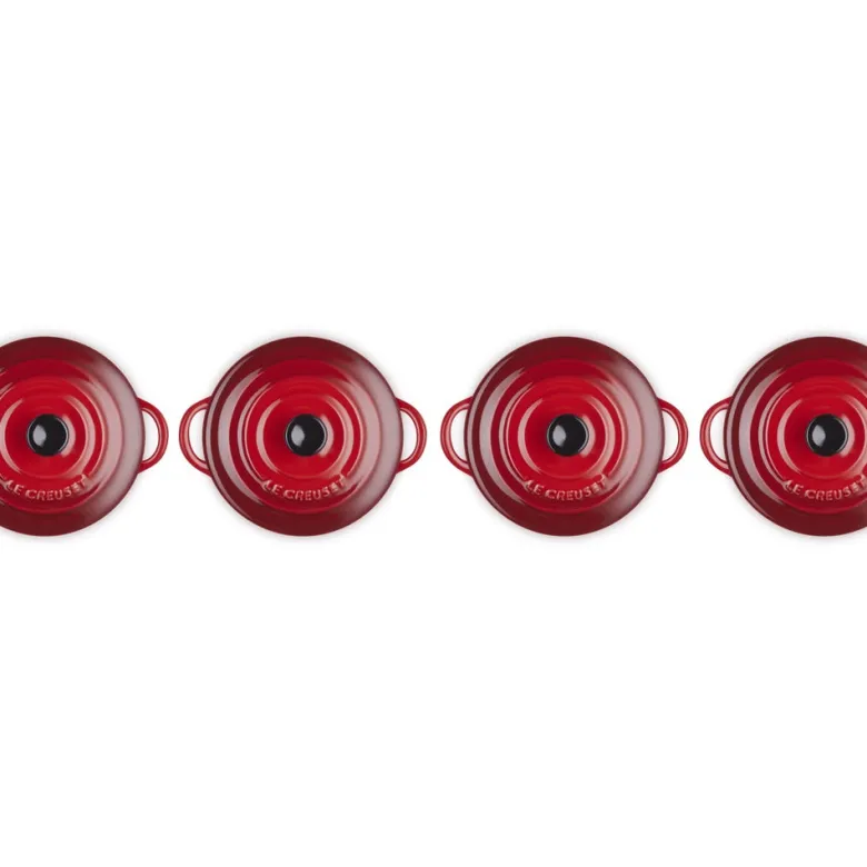 10 cm - Le Creuset Mini Cocotte Casseruola Rotonda In Gres Vetrificato - Set 4 Pz
