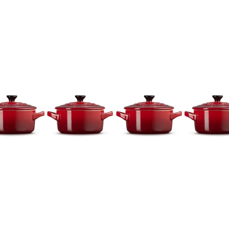 10 cm - Le Creuset Mini Cocotte Casseruola Rotonda In Gres Vetrificato - Set 4 Pz