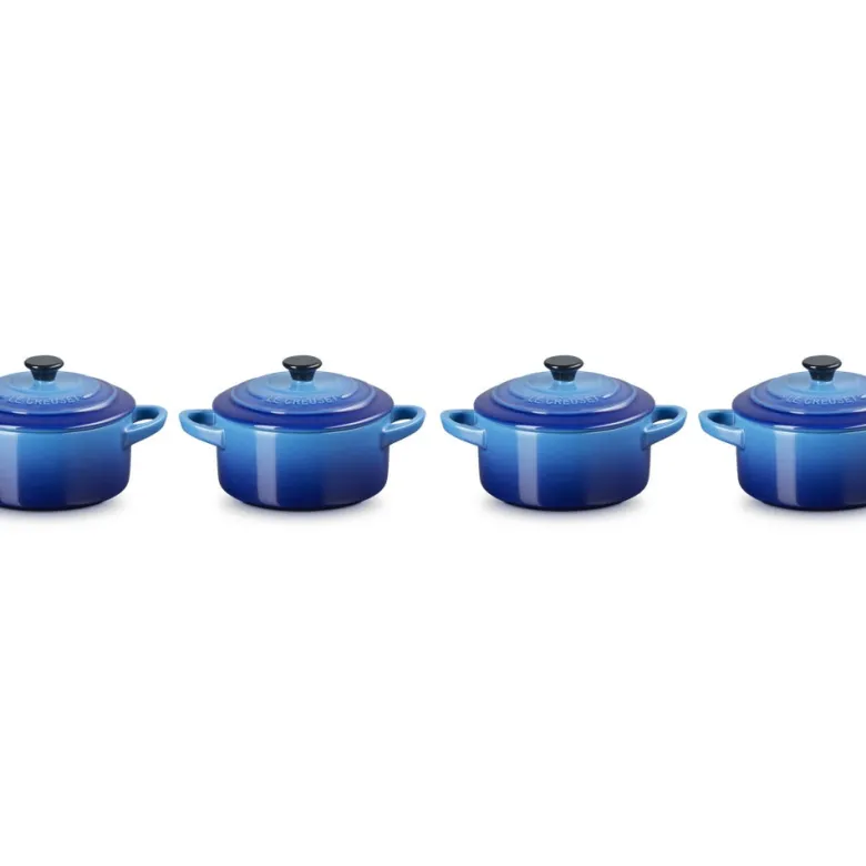 10 cm - Le Creuset Mini Cocotte Casseruola Rotonda In Gres Vetrificato - Set 4 Pz