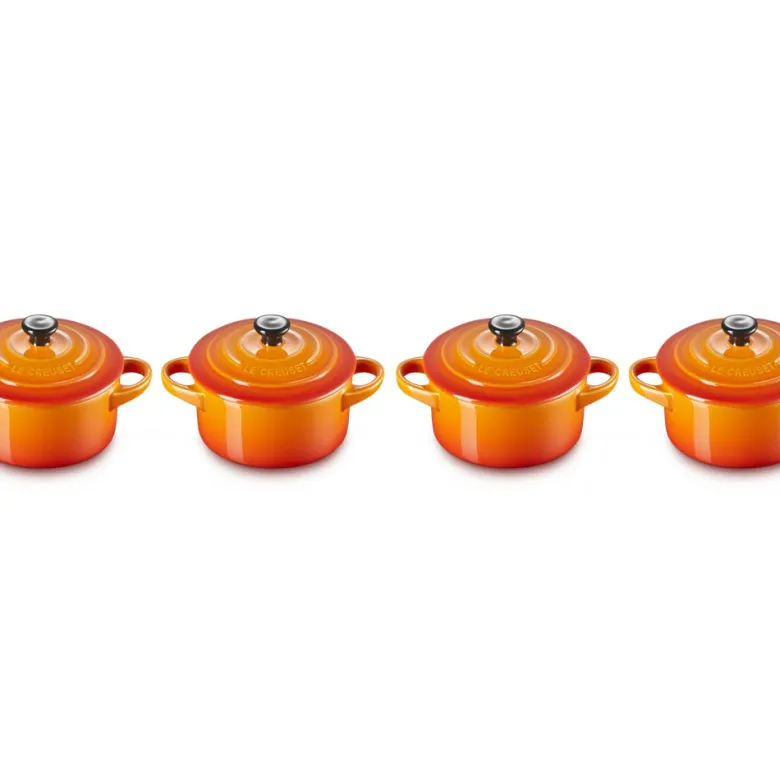 10 cm - Le Creuset Mini Cocotte Casseruola Rotonda In Gres Vetrificato - Set 4 Pz