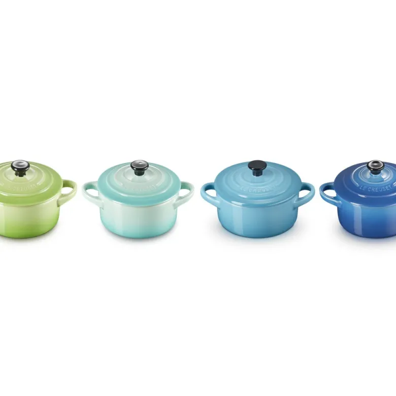 10 cm - Le Creuset Mini Cocotte Casseruola Rotonda In Gres Vetrificato - Set 4 Pz