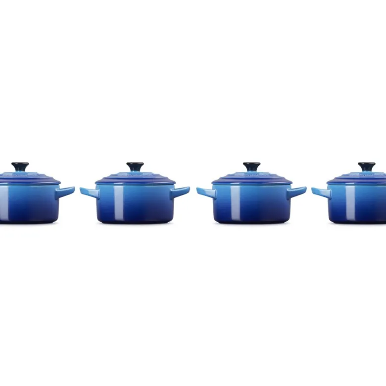 10 cm - Le Creuset Mini Cocotte Casseruola Rotonda In Gres Vetrificato - Set 4 Pz
