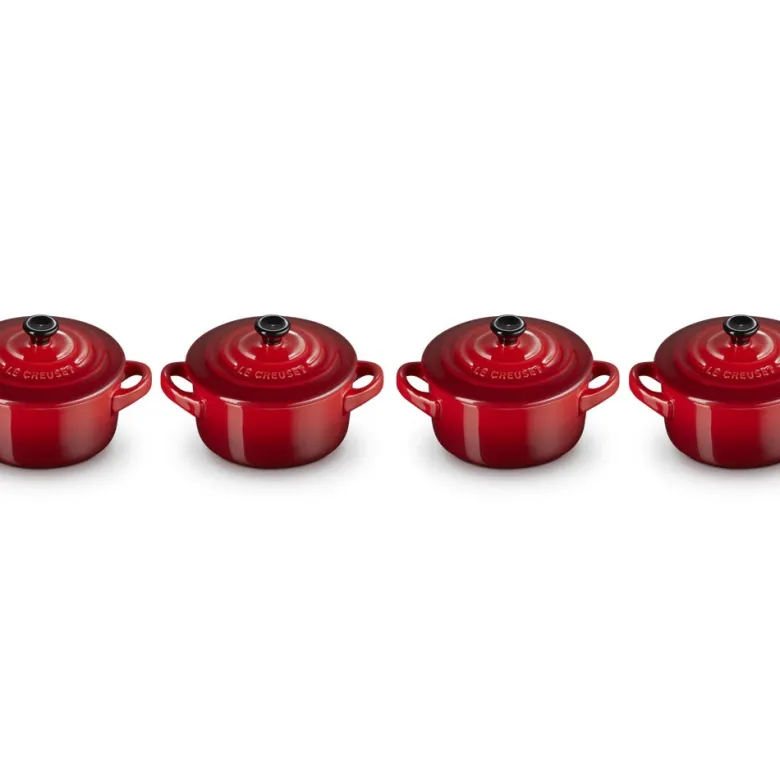 10 cm - Le Creuset Mini Cocotte Casseruola Rotonda In Gres Vetrificato - Set 4 Pz