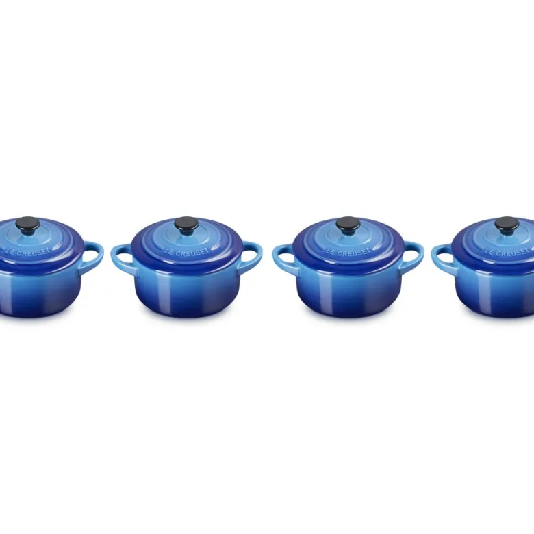10 cm - Le Creuset Mini Cocotte Casseruola Rotonda In Gres Vetrificato - Set 4 Pz