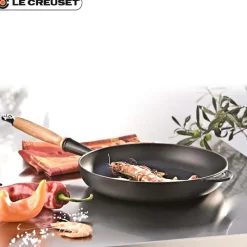 28 cm - Le Creuset Padella Alta In Ghisa Con Manico In Legno