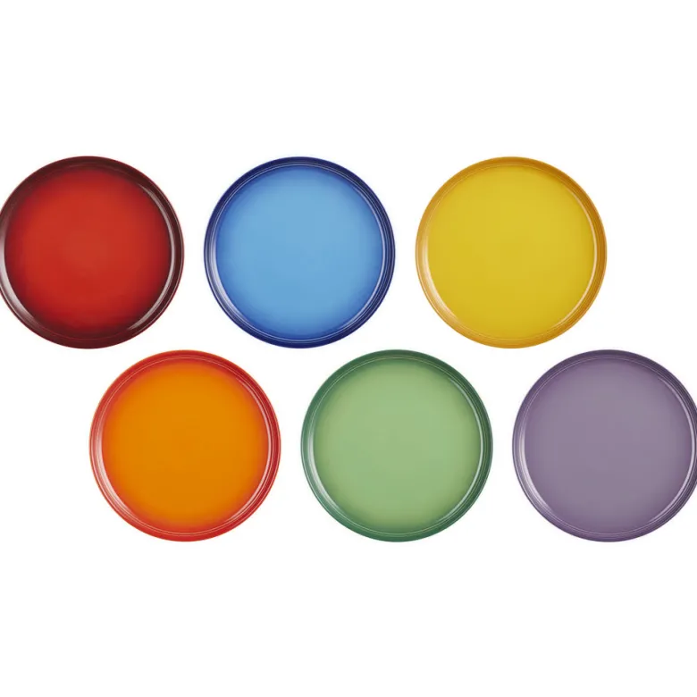 22 cm - Le Creuset Rainbow Coupe Piatto Frutta Colori Assortiti In Gres Vetrificato Set 6 Pz