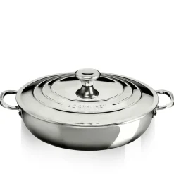 30 cm - Le Creuset Tegame Basso In Acciaio Inox Con Coperchio