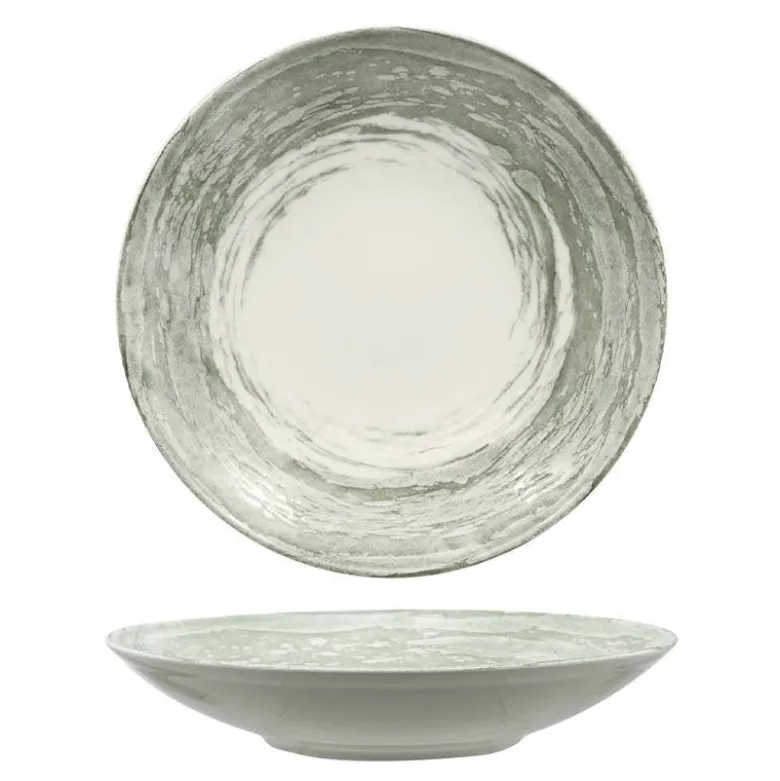 30 cm - Lioness Focus Grey Piatto Fondo In Porcellana - Set 6 pz