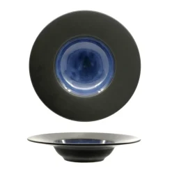 24 cm - Madeira Piatto Fondo Pasta Bowl In Porcellana Set 3 Pz