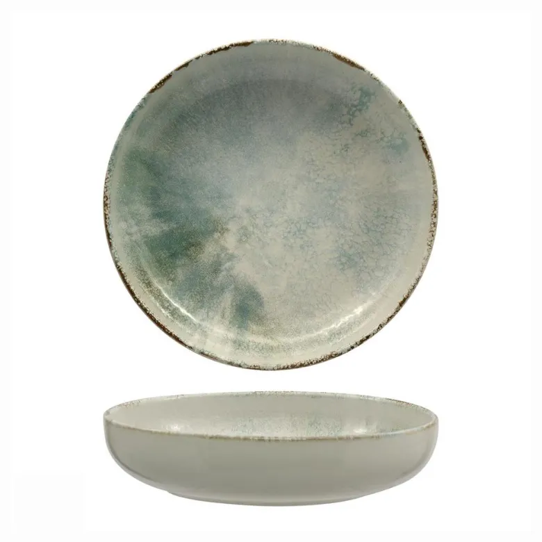 22 cm - Mesa Ceramics Matcha Piatto Fondo Coupe Decorato In Gres porcellanato Set 6 Pz