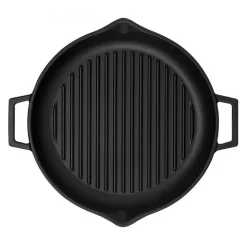 30 cm - Paderno Bistecchiera Grill Rotonda In Ghisa Smaltata