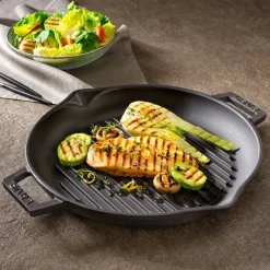 30 cm - Paderno Bistecchiera Grill Rotonda In Ghisa Smaltata