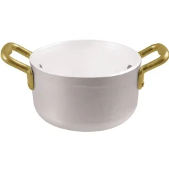 10 cm - Paderno Miniature Mini Casseruola Alta In Alluminio Con Manici In Ottone