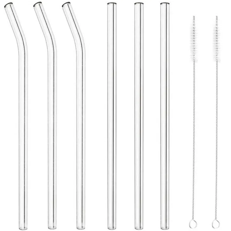 21.5 cm - Paderno Reusable Straws 8 mm Glass Set 6 Pcs