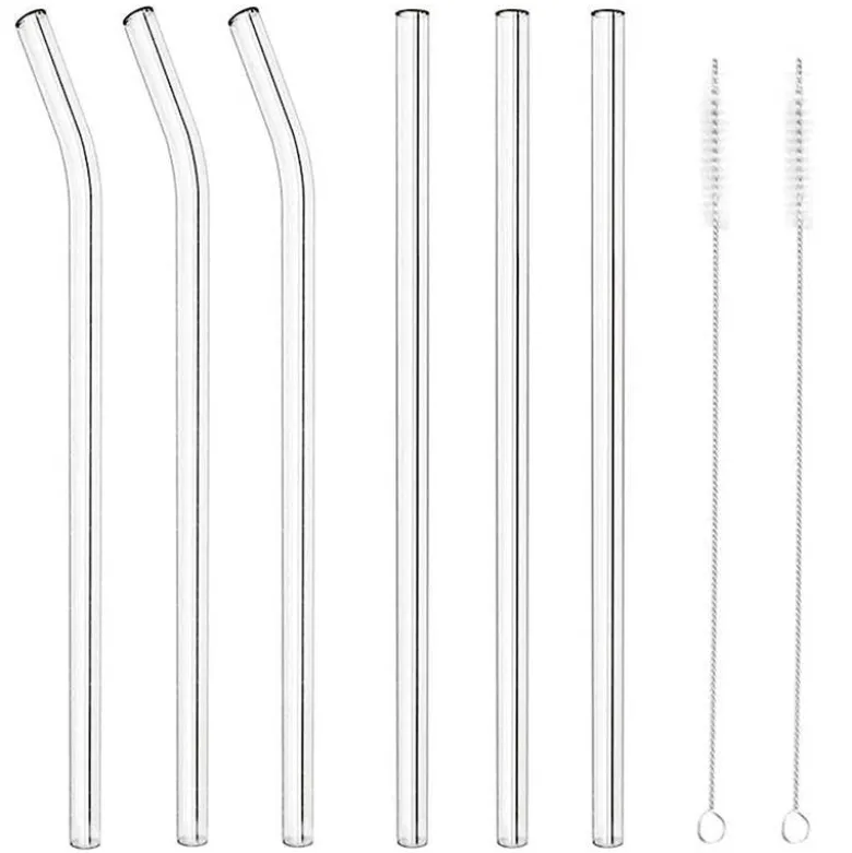 21.5 cm - Paderno Reusable Straws 10 mm Glass Set 6 Pcs