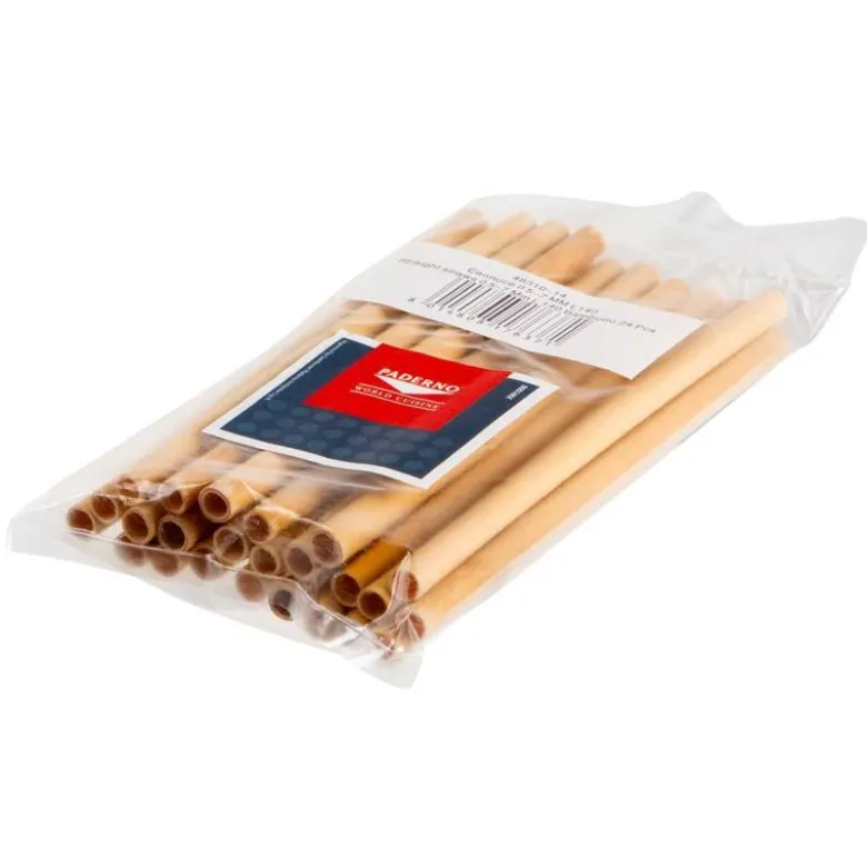 14 cm - Paderno Straws 5-7 mm Bamboo Set 24 Pcs
