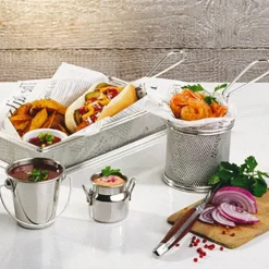 9 cm - Paderno Tableware Buffet & Display Cestello Porta Snack In Acciaio Inox