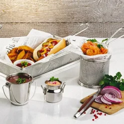 7 cm - Paderno Tableware Buffet & Display Secchiello Porta Snack In Acciaio Inox - Set 4 Pz