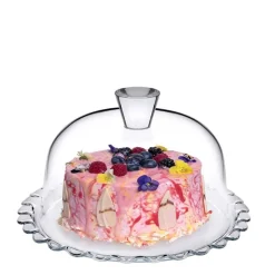 26.4 cm - Pasabahce Petitte Patisserie Alzata Torta Con Campana in Vetro