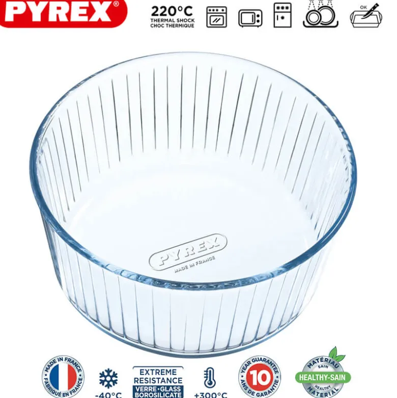 21 cm - Pyrex Bake & Enjoy Stampo Soufflè Rotondo In Vetro Borosilicato