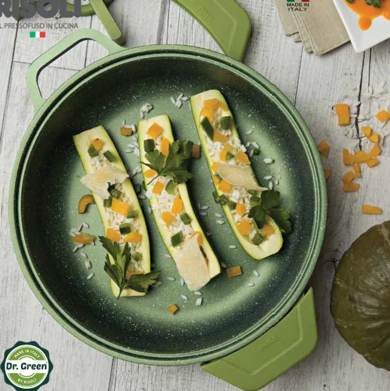 28 cm - Risoli Dr.Green Stone Extra Induction Tegame Antiaderente In Alluminio Con Coperchio