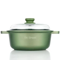 24 cm - Risoli Dr.Green Stone Extra Induction Casseruola Bassa Antiaderente In Alluminio Con Coperchio