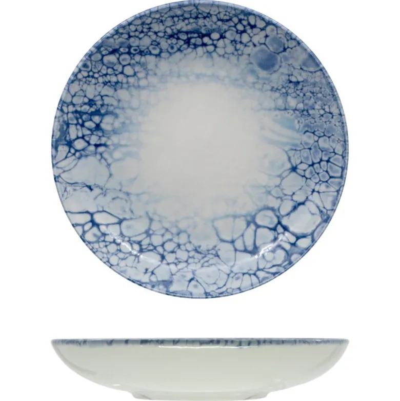 22 cm - Saturnia Bubble Piatto Fondo In Porcellana - Set 12 Pz