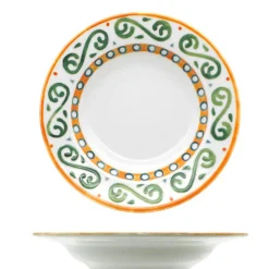 23 cm - Saturnia Capri Piatto Fondo In Porcellana - Set 12 Pz