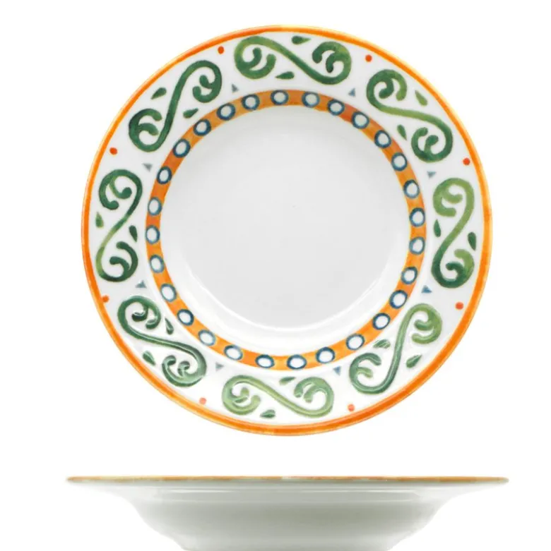 23 cm - Saturnia Capri Piatto Fondo In Porcellana - Set 12 Pz