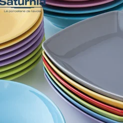 33 cm - Saturnia Napoli Piatto Pizza In Porcellana - Set 6 Pz