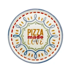 33 cm - Saturnia Pizza Handmade Piatto Pizza 3 Decori In Porcellana Set 6 Pz