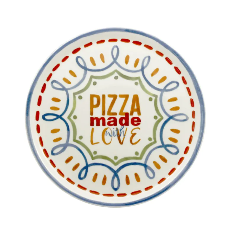 31 cm - Saturnia Pizza Handmade Piatto Pizza 3 Decori In Porcellana Set 6 Pz