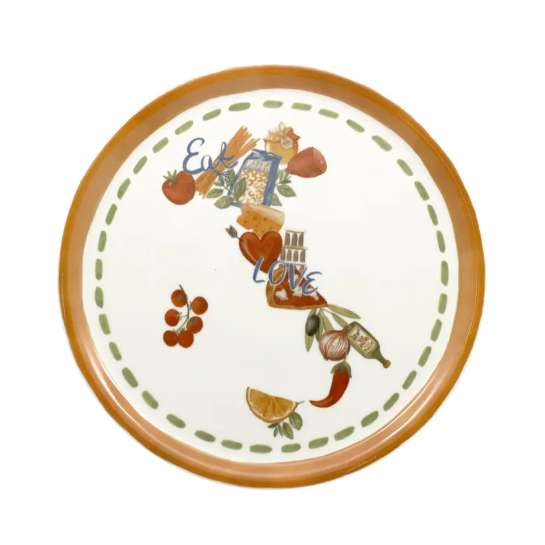 31 cm - Saturnia Pizza Handmade Piatto Pizza 3 Decori In Porcellana Set 6 Pz