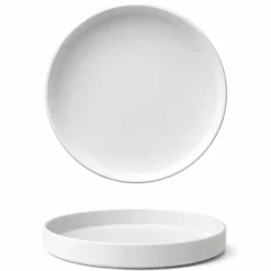 28 cm - Scandia Piatto Piano Impilabile Bordo Alto In Porcellana New Bone China Set 3 Pz