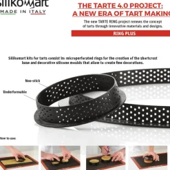 15 cm - Silikomart Tarte Ring Stampo Anello Microforato Antiaderente In Silicone - Set 2 Pz