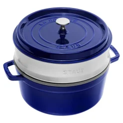 26 cm - Staub Cocotte Casseruola Rotonda In Ghisa Smaltata Con Cestello Vapore