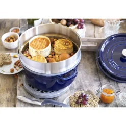 26 cm - Staub Cocotte Casseruola Rotonda In Ghisa Smaltata Con Cestello Vapore