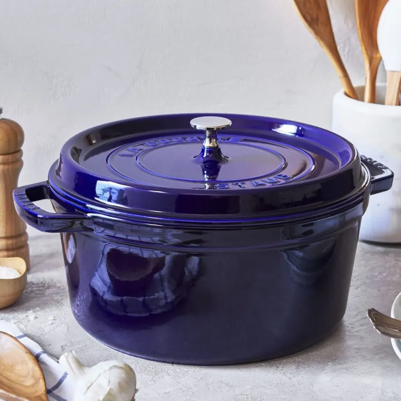 28 cm - Staub Cocotte Casseruola Rotonda In Ghisa Smaltata