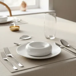 11 cm - Stone Piatto Presentazione Rotondo In Porcellana - Set 6 Pz
