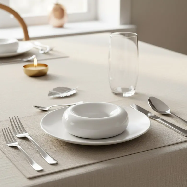 11 cm - Stone Piatto Presentazione Rotondo In Porcellana - Set 6 Pz