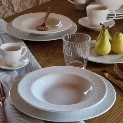 22 cm - Tognana Margaret Piatto Fondo Con Bordo in Rielievo In Porcellana Set 6 Pz